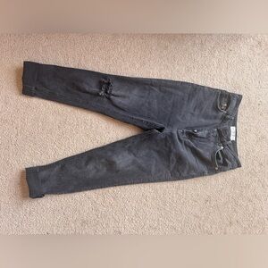 Free People hi waisted button up Black Distressed Jeans